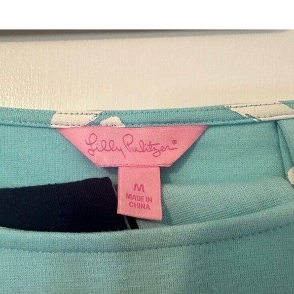 Lilly Pulitzer Jonah Ponte Blue Ball Chain Stretch Knit Dress Nautical Medium - Picture 6 of 10